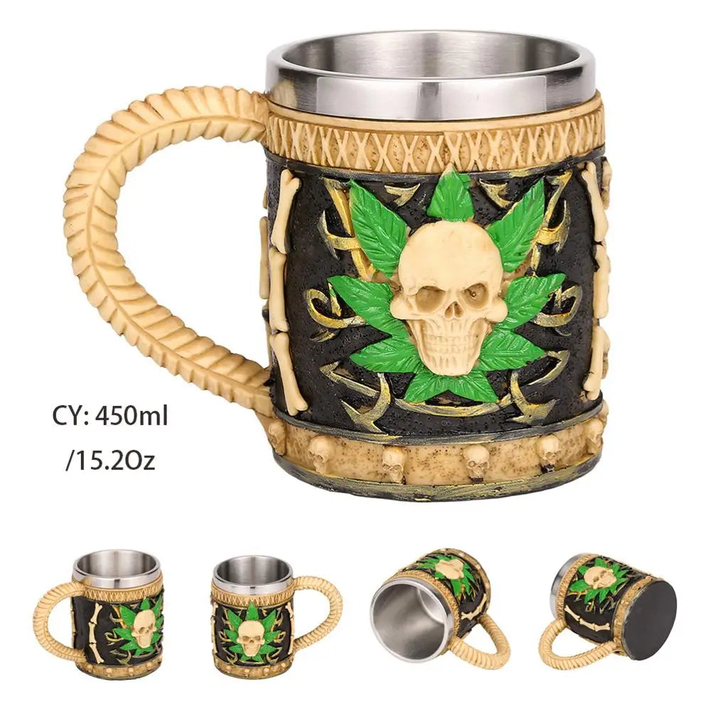 best insulated travel mugs for work-Silver Evil Dragon Resin Stainless Steel Beer Mug 450ml Retro Tankard Horrible Coffee Cup Viking Tea Mug Pub Bar Decor