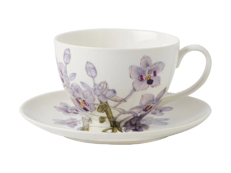 personalized photo mugs for holidays-Maxwell & Williams Royal Botanic Gardens Australian Orchids Cup & Saucer 240ML Lilac Gift Boxed