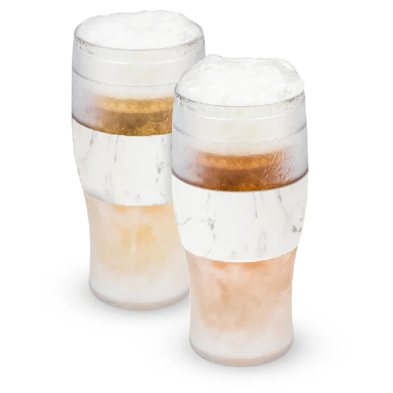 personalized ceramic mugs for weddings-Beer FREEZE™ Cooling Cups in Marble, Set of 2