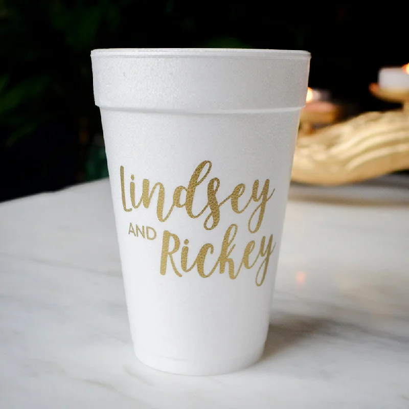 large ceramic tea mugs for home-Personalized Script Names Foam Cups