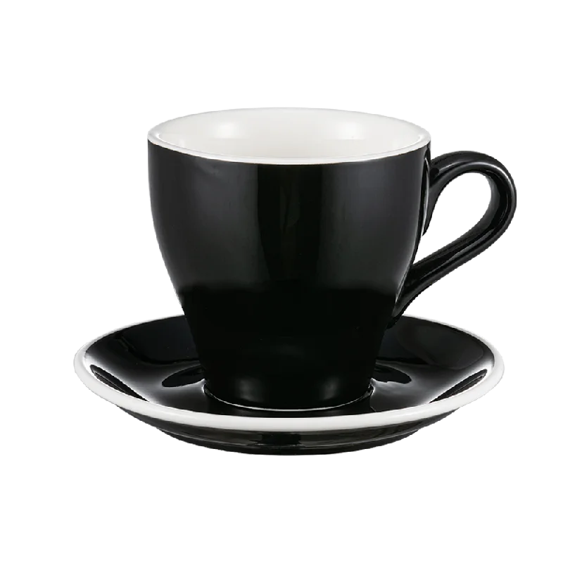 stylish travel mugs for coffee enthusiasts-I.XXI Tulip Coffee Cup with Saucer 280ml, Black