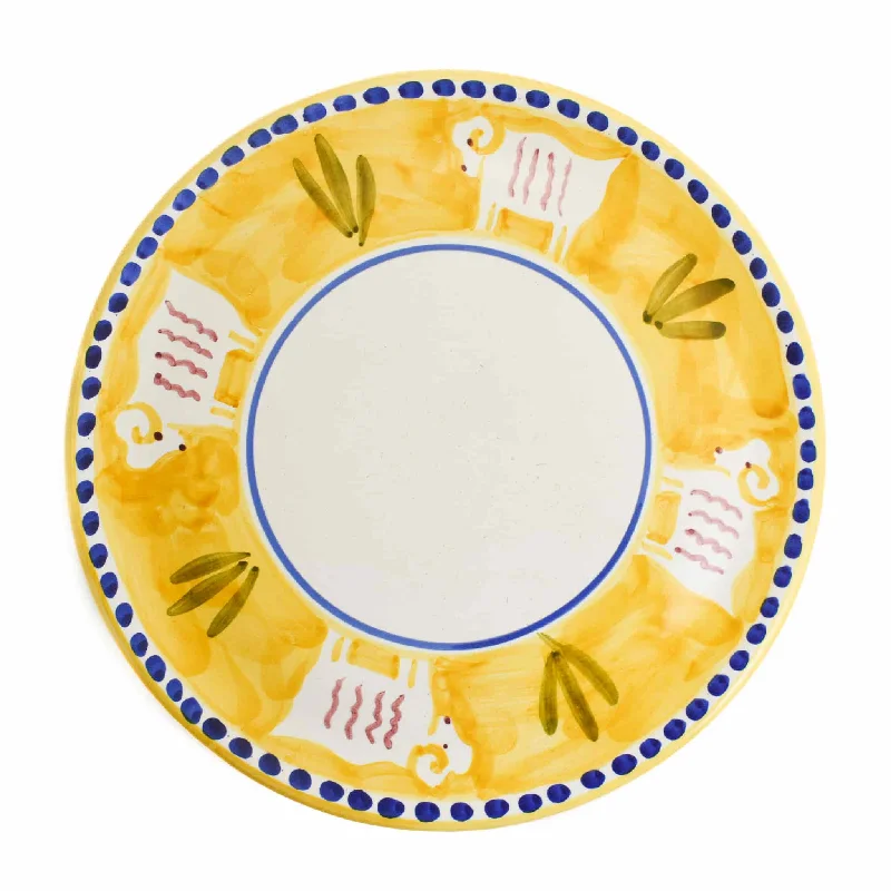 matching dinner plates and cups-Materia Gallina Yellow Goat Pizza Plate, 32cm