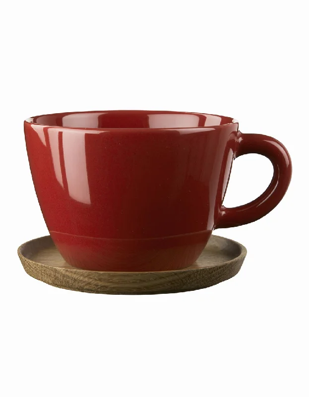 luxury travel mugs for hot drinks-Tea Cups With Wooden Saucer