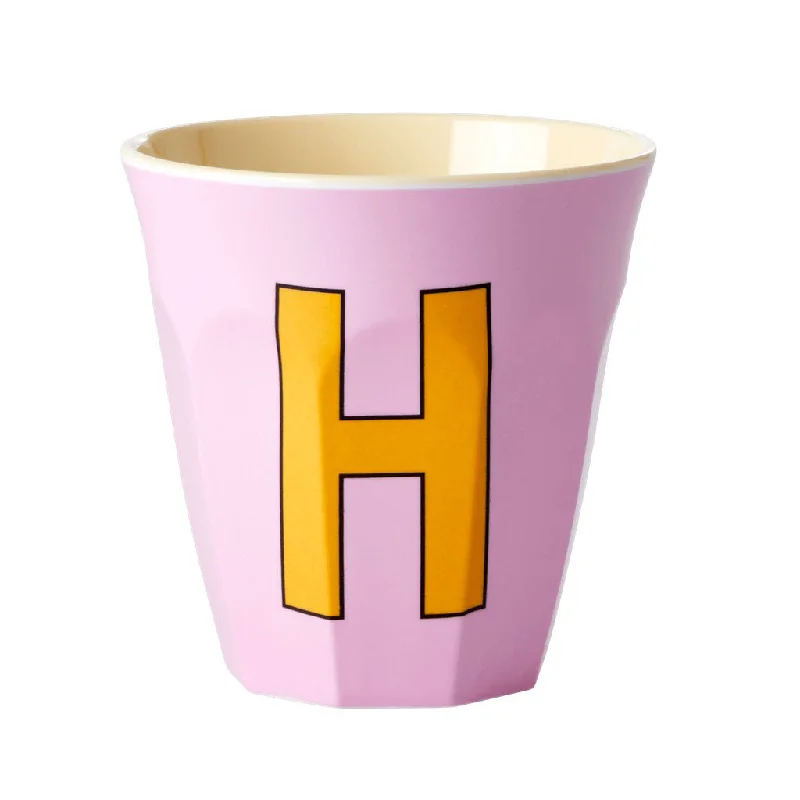 stylish travel mugs for coffee enthusiasts-Rice DK Melamine Cup with The Letter H - Pink - Two Tone - Medium