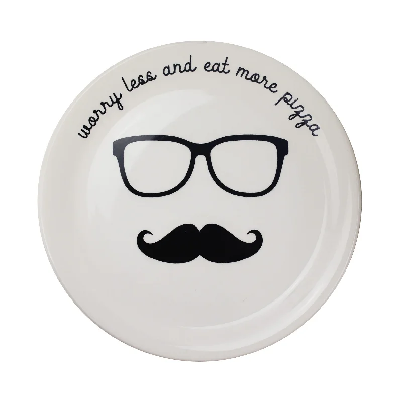 hand-painted dinner plates-Worry Less And Eat More Pizza Pizza Plate, 31cm