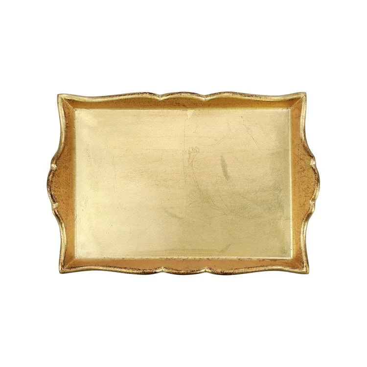 dinner plates with deep rim-Florentine Wooden Accessories Gold Handled Small Rectangular Tray