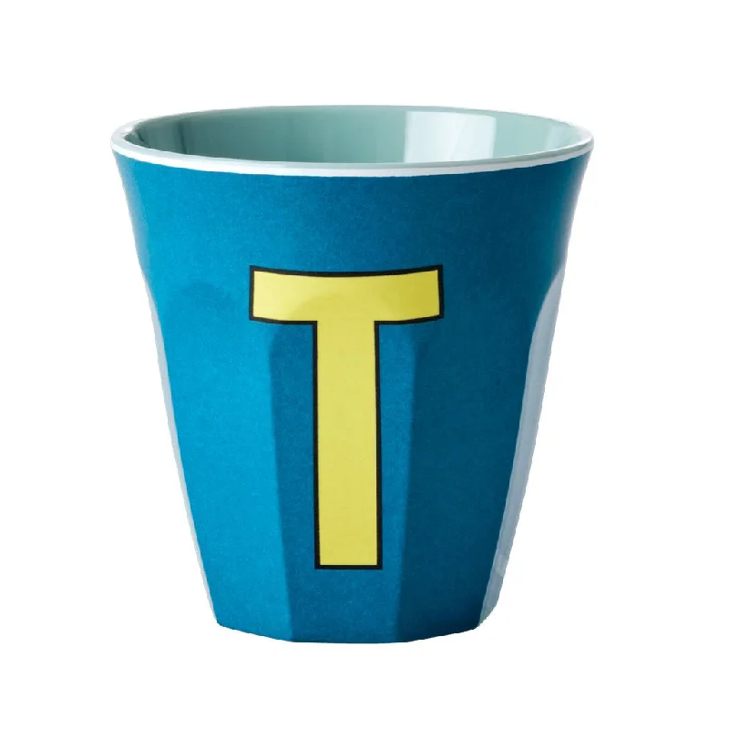 coffee mugs with unique prints-Rice DK Melamine Cup with The Letter T - Emerald - Two Tone - Medium