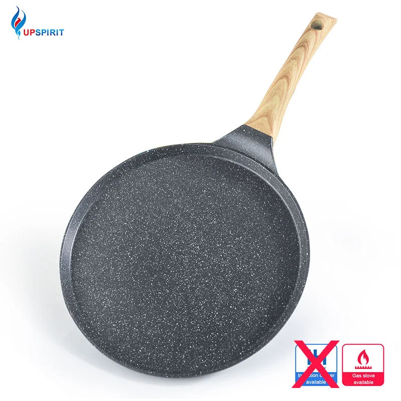 custom dinnerware for parties-UPSPIRIT Crepe Pancake Pan Nonstick Frying Pot With Wooden Handle Omelet Saucepan Cooking Steak Pan Kitchenware Crepe Maker