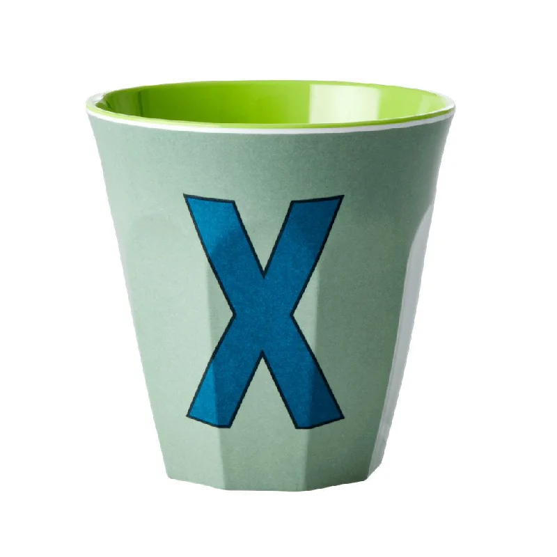 best stainless steel coffee cups for commuters-Rice DK Melamine Cup with The Letter X - Khaki - Two Tone - Medium