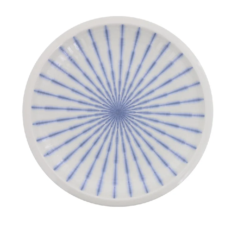 high-quality dinner plates-Tokusa Stripe 10" Round Dinner Plate - White