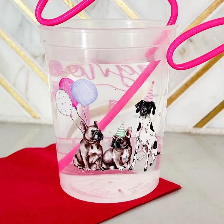 travel mugs for iced coffee-Full Color Clear Dog Stadium Cups