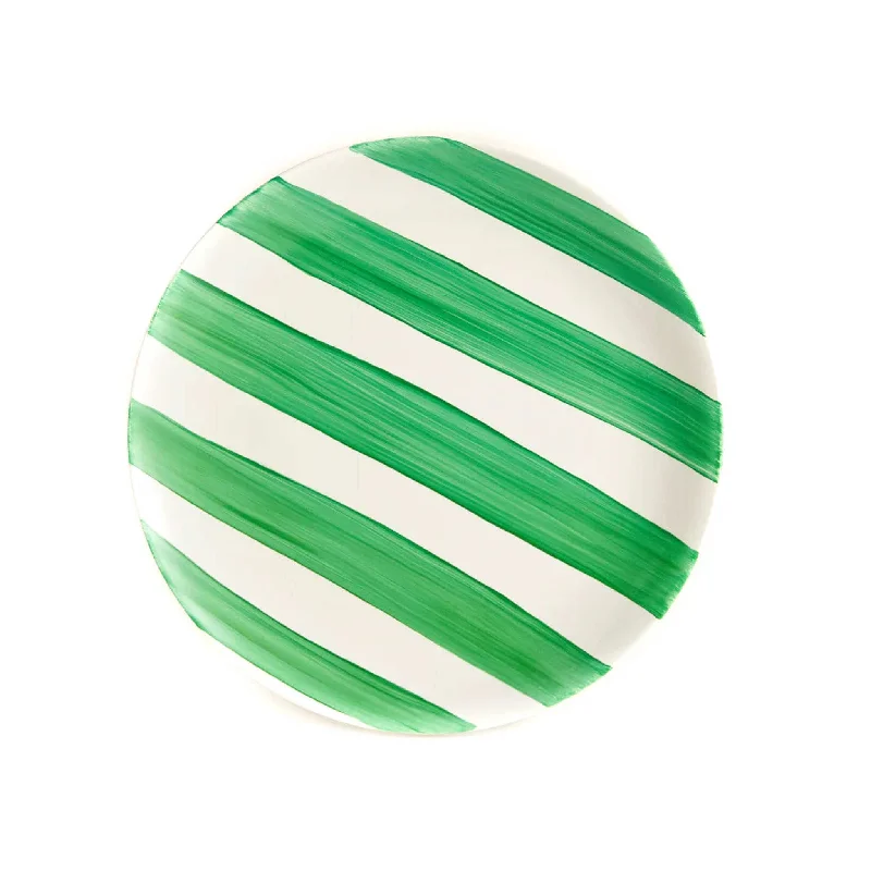 decorative dinner plates-The Platera Green Stripe Porcelain Dinner Plate, 27.5cm