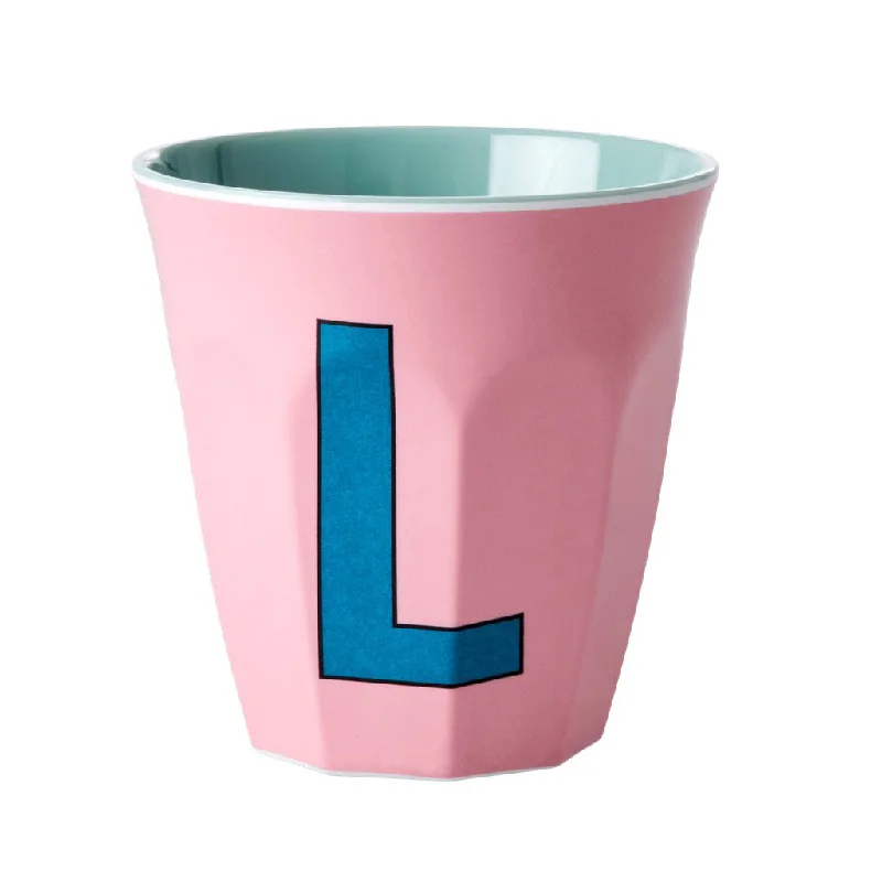 personalized coffee cups for special occasions-Rice DK Melamine Cup with The Letter L - Dusty Powder - Two Tone - Medium