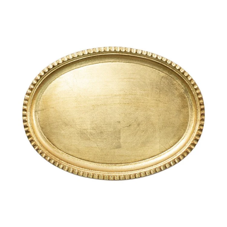 summer dinnerware set-Florentine Wooden Accessories Gold Small Oval Tray