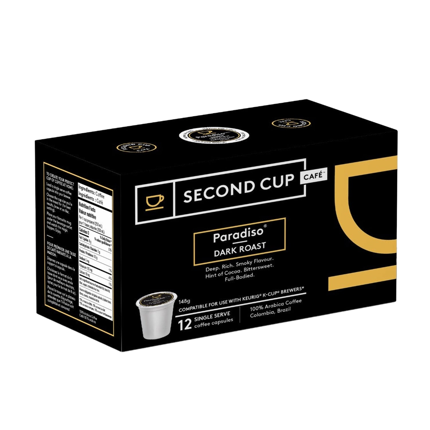 insulated coffee mugs for cold drinks-Second Cup Paradiso Dark Single Serve Coffee 12 Pack