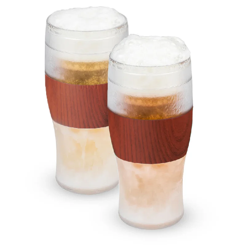 best travel coffee mugs for long commutes-Beer FREEZE™ Cooling Cups in Wood, Set of 2