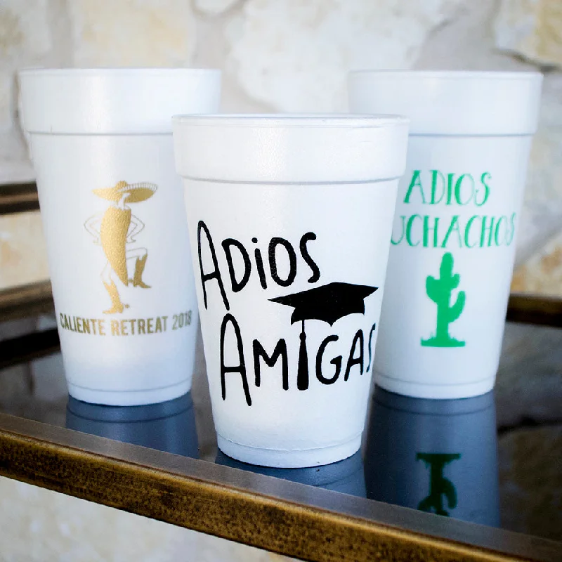 glass mugs for iced coffee-Personalized Graduation Party Styrofoam Cups