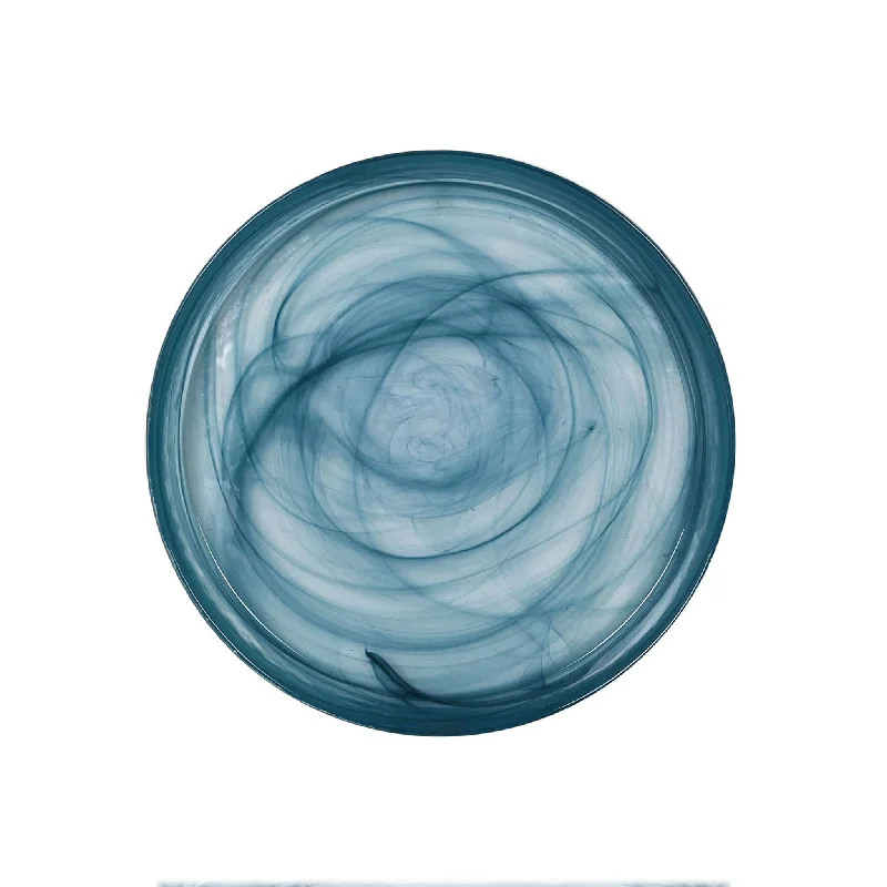 dinner plates with deep rim-Teal Marble Glass Bread Plate, 15.5cm