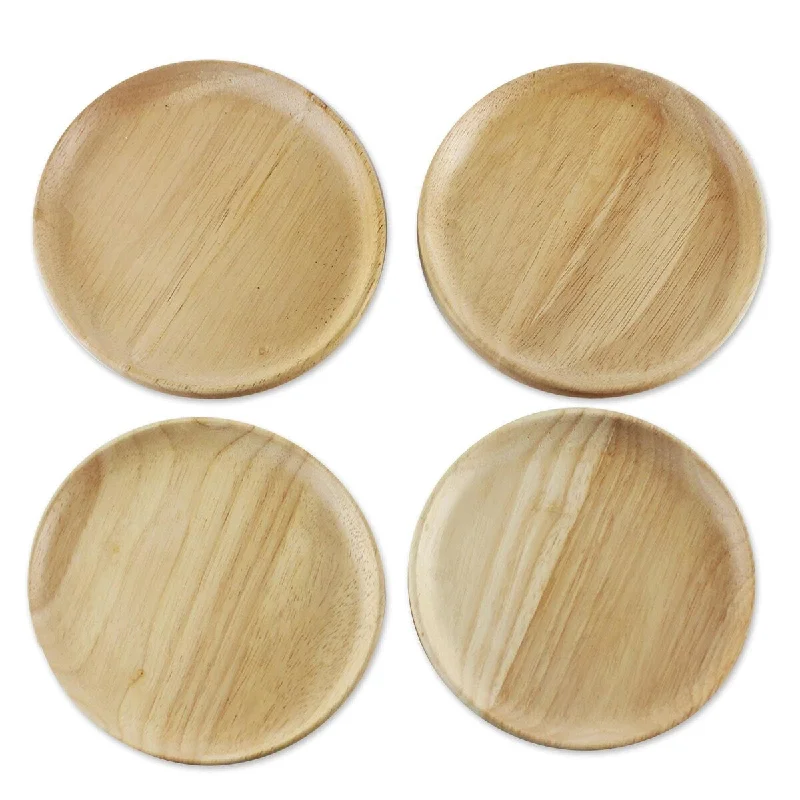 dinner plates with floral designs-NOVICA Handmade Sweet Party Wood Dessert Plates (Set Of 4) - Each: 0.7" H x 6" Diam.