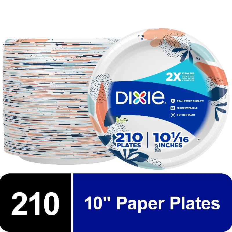 casual dinner plates-Dixie Disposable Paper Plates, Multicolor, 10 in, 210 Count