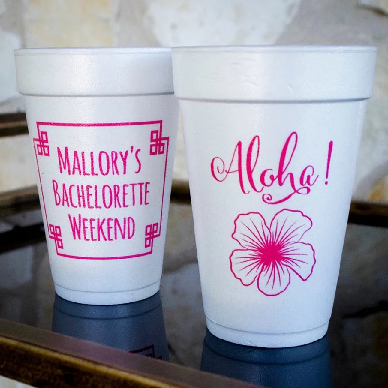 best stainless steel mugs for work-Custom Aloha Bachelorette Weekend Styrofoam Cups