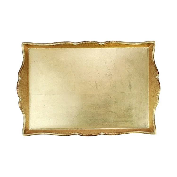 dinnerware set with serving platters-Florentine Wooden Accessories Gold Handled Medium Rectangular Tray