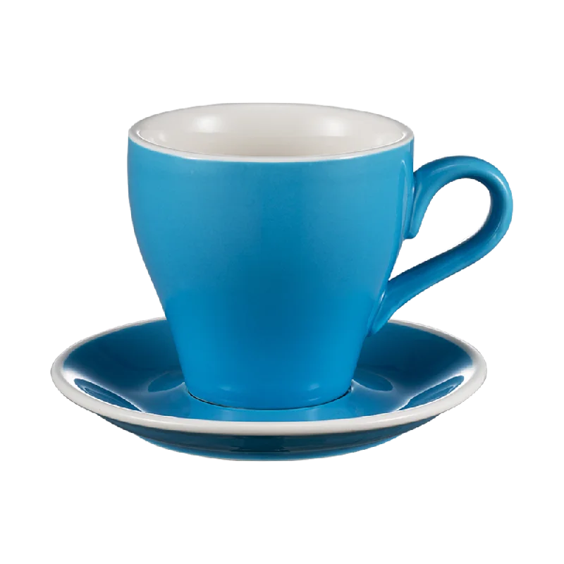 cute mugs with funny prints for gifts-I.XXI Tulip Coffee Cup with Saucer 280ml, Blue