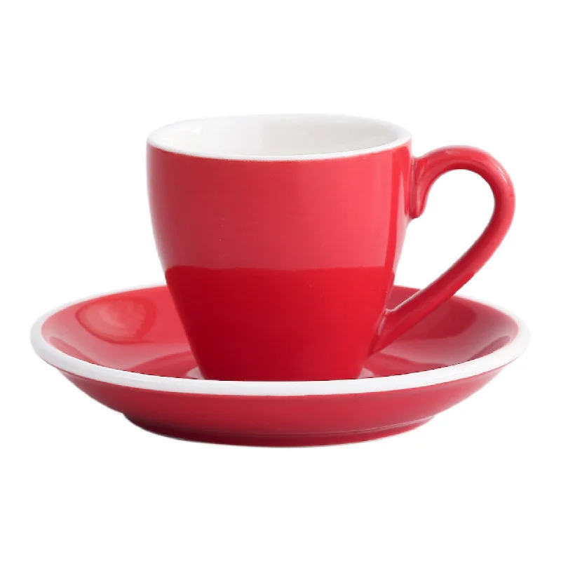 cute coffee mugs for camping-I.XXI Espresso Cup with Saucer 80ml Red