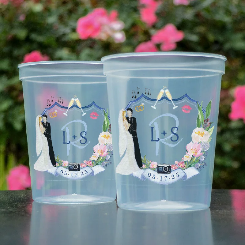 cute coffee mugs for new parents-Full Color Bride and Groom Stadium Party Cups