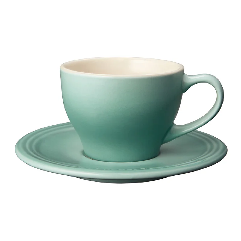 durable coffee mugs for workstations-Le Creuset Stoneware Cappuccino Cups, Set of 2 - Sage