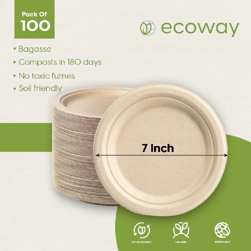 practical dinner plates-7 INCH-BAGASSE PLATE ROUND-NATURAL