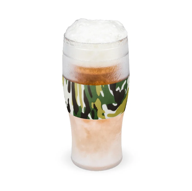 funny coffee cups for birthday gifts-Beer FREEZE™ Cooling Cup in Green Camo, Set of 1