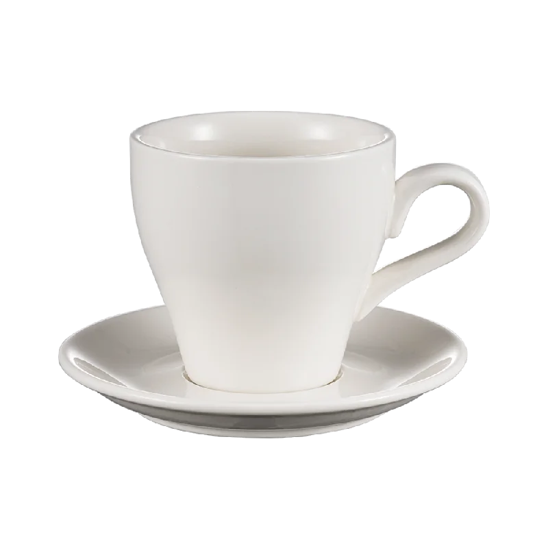 stylish mugs for family events-I.XXI Tulip Coffee Cup with Saucer 280ml, White