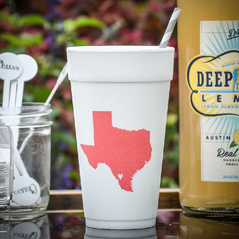 eco-friendly travel coffee cups-Personalized State And Heart Styrofoam Cups