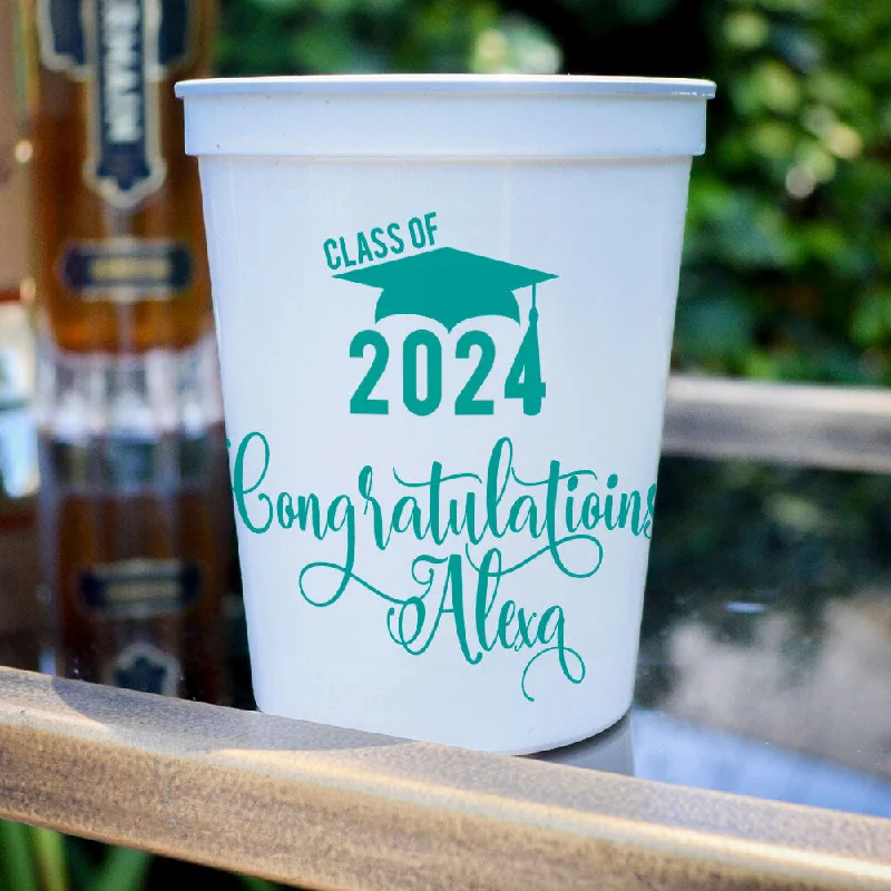 custom engraved mugs for gifts-Custom Graduation Cap Stadium Cups