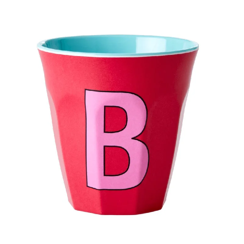 large coffee mugs for cozy mornings-Rice DK Melamine Cup with The Letter B - Red Kiss - Two Tone - Medium