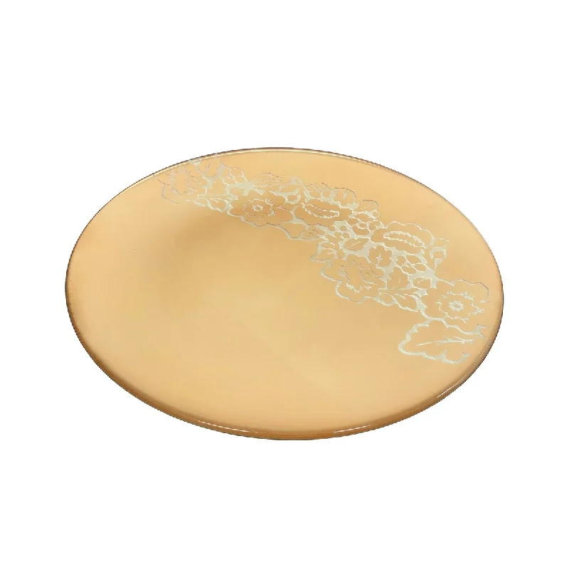 premium stoneware dinner plates-Glass Dessert Plate- Gold- 6" Diameter-Majestic Gifts Inc.