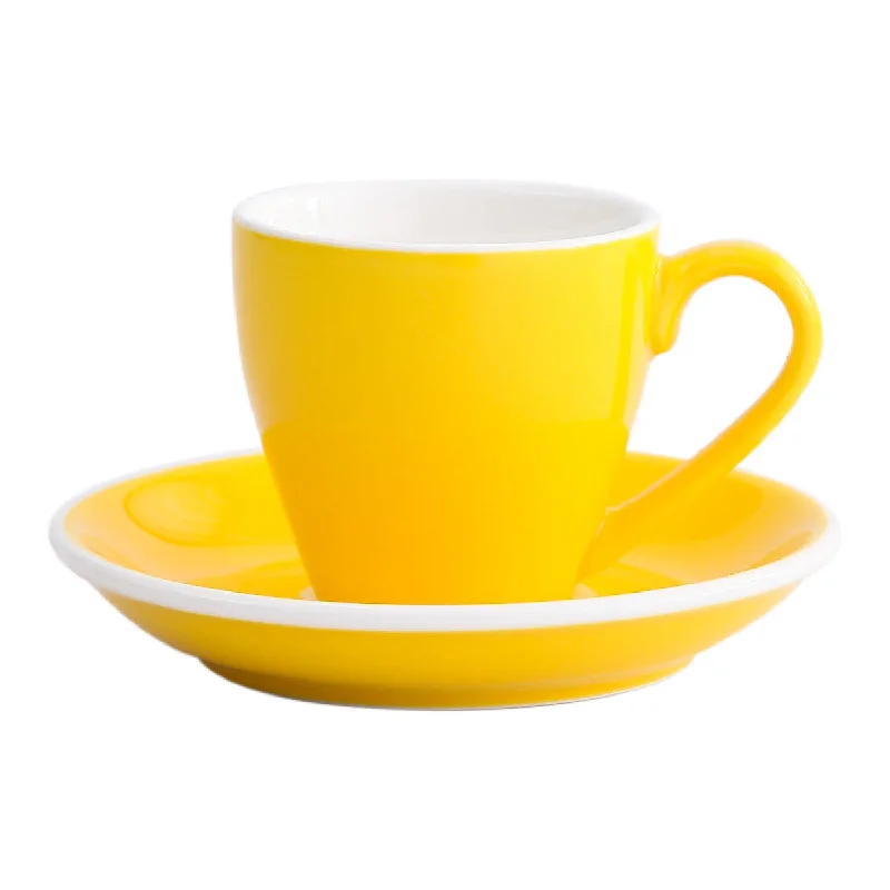 oversized ceramic mugs-I.XXI Espresso Cup with Saucer 80ml, Yellow