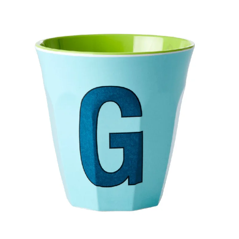 personalized travel cups for holiday gifts-Rice DK Melamine Cup with The Letter G - Mint - Two Tone - Medium