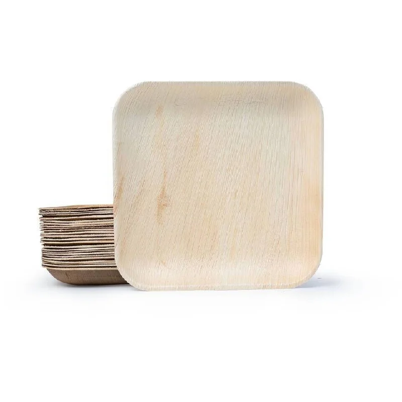 compostable dinner plates-Daily Boutik Palm Leaf Plates Square 10" Inch (Set of 25/50/100)