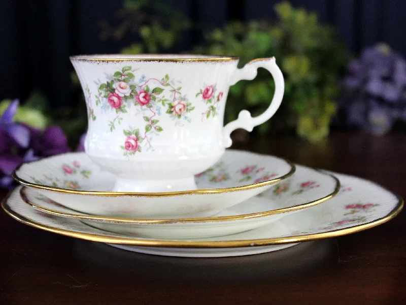 personalized coffee mugs for coworkers-Bone China Tea Cup, Elizabethan Rosamund Teacup, Saucer & 2 Side Plates 18443