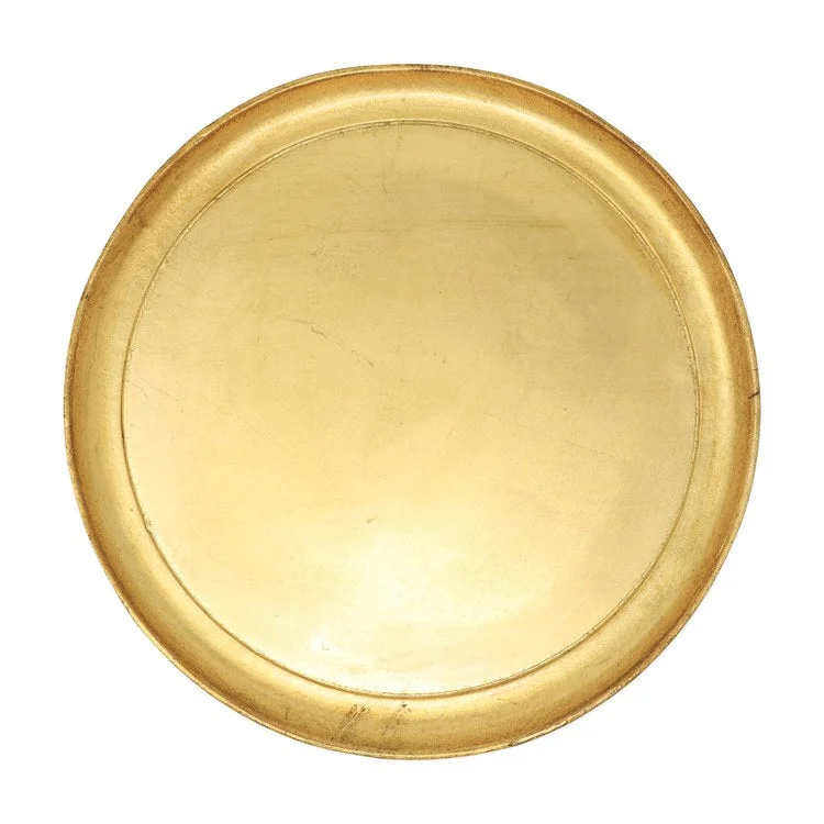 durable plastic plates for picnics-Florentine Wooden Accessories Gold Medium Round Tray