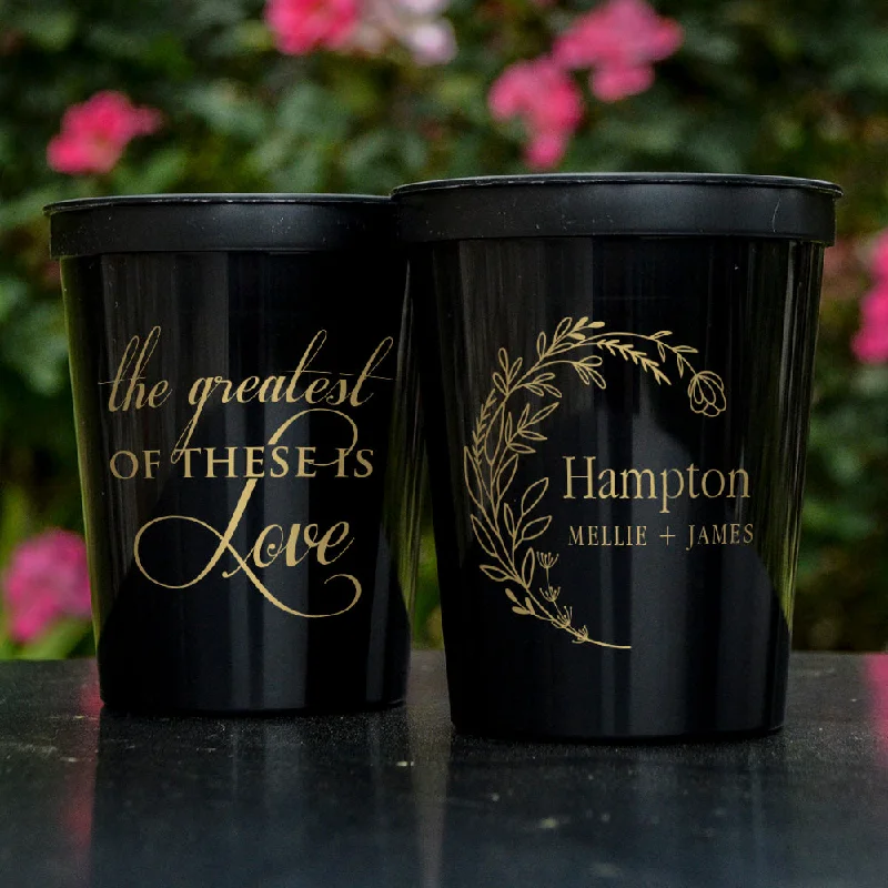 large thermal coffee mugs for travel-Custom "The Greatest Of These Is Love" Stadium Cups