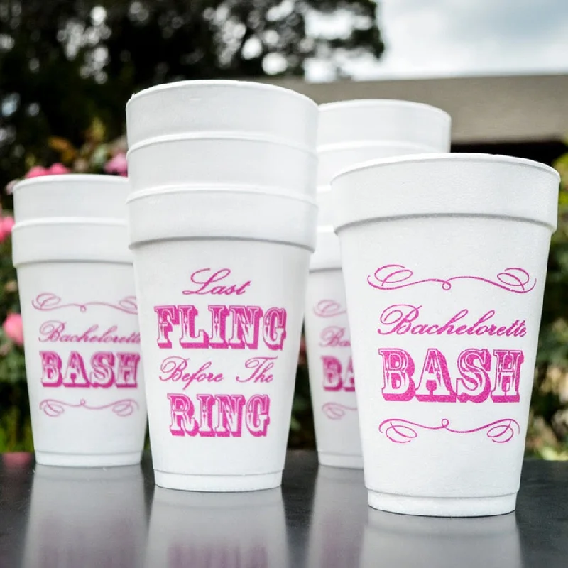 stylish ceramic mugs for office-Custom "Last Fling" Bachelorette Bash Styrofoam Cups