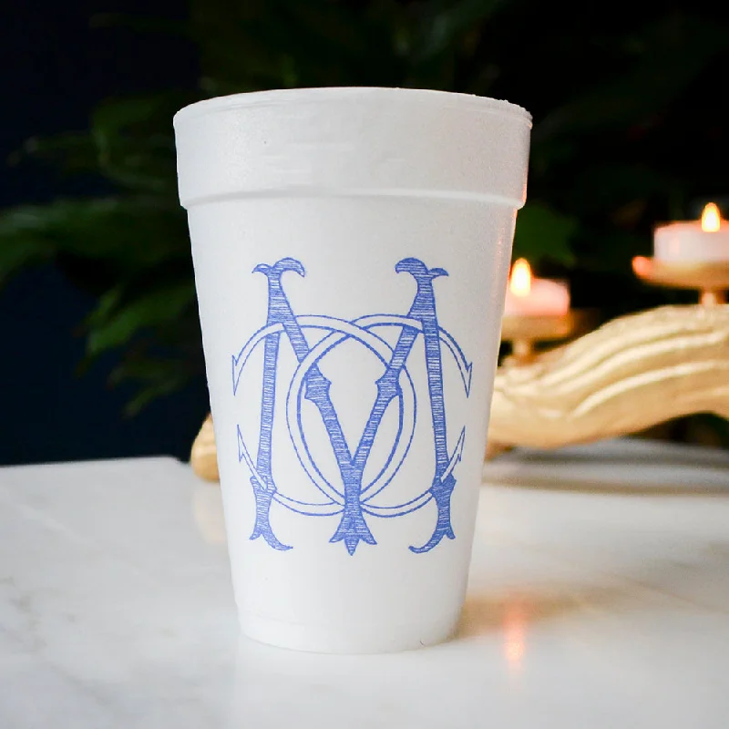 custom coffee cups for office parties-Custom Large Monogram Styrofoam Cups