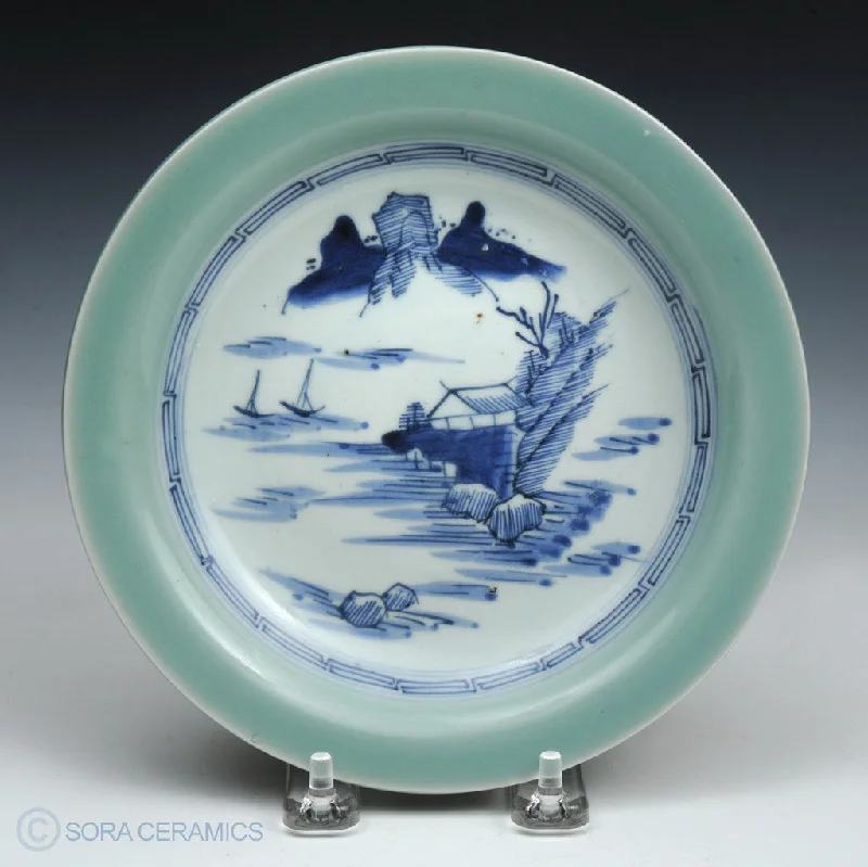 modern dinner plates-Celadon, blue and white dish