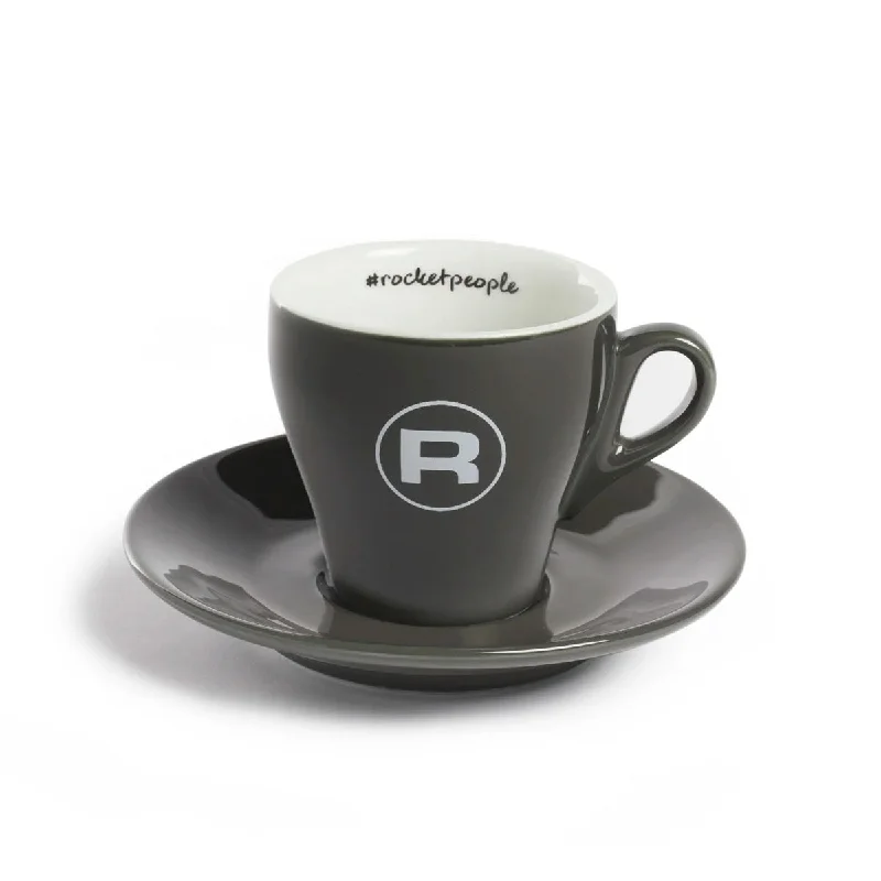 hand-crafted coffee cups for collectors-Rocket Espresso Cup and Saucer Set of 6, Grey