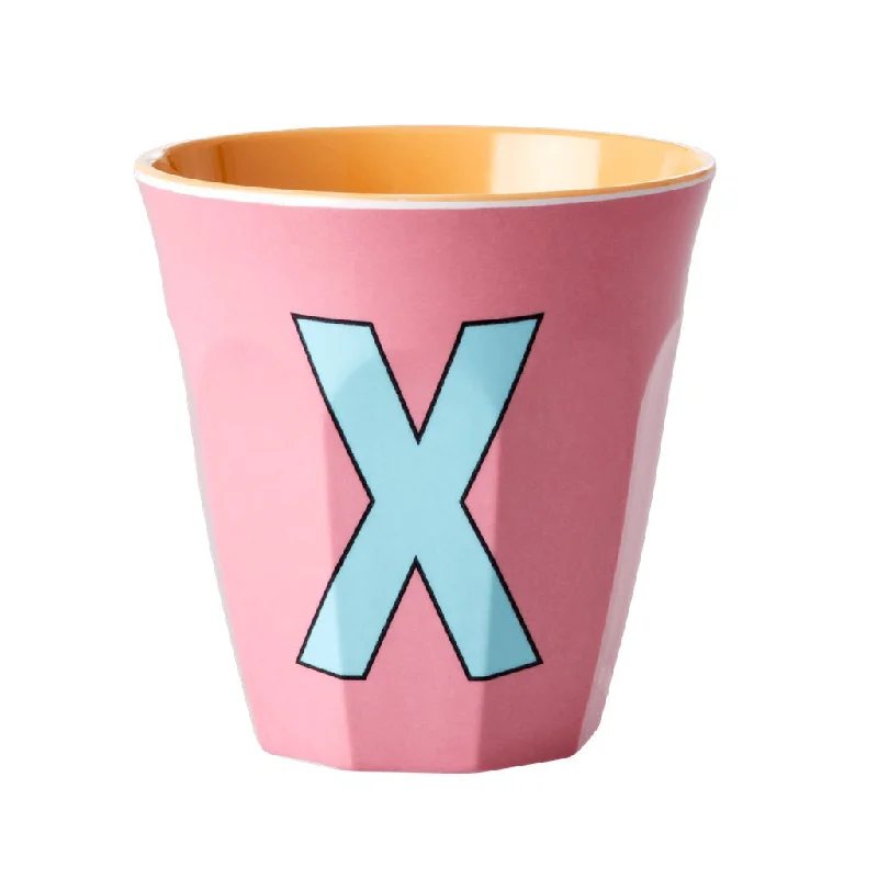 personalized coffee cups for teachers-Rice DK Melamine Cup with The Letter X - Dark Powder - Two Tone - Medium