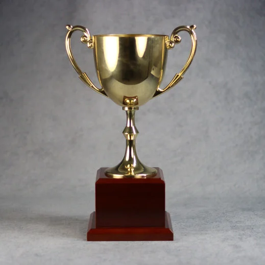 large mugs for coffee lovers-Gold Metal Cup on Rosewood Base