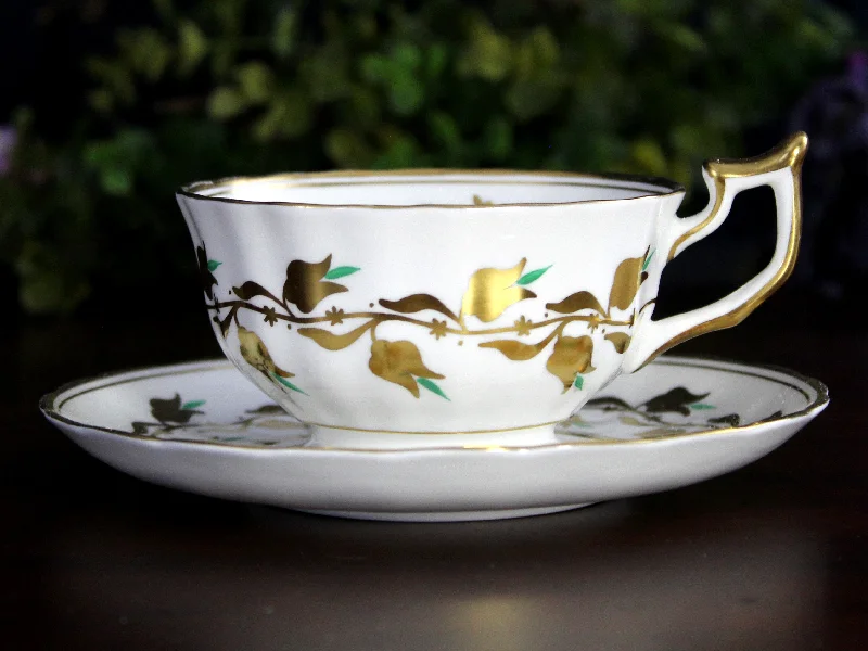 unique mugs for rustic kitchens-Royal Chelsea, Tea Cup & Saucer Set, Bone China, Wide Mouthed, High Handled -K24